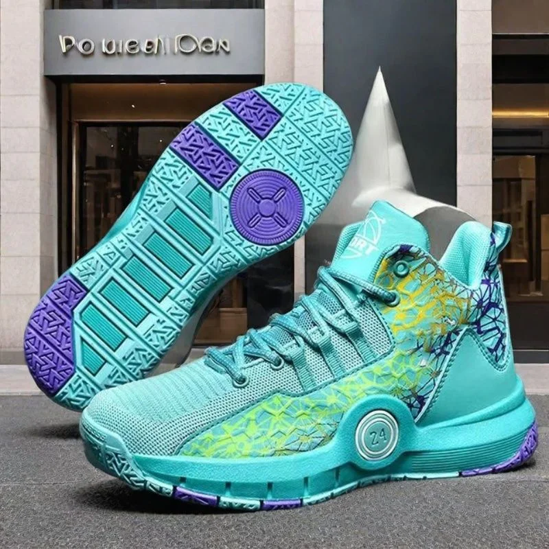 Men's High-Top Basketball Shoes - Breathable Knit Sneakers with Enhanced Ankle…