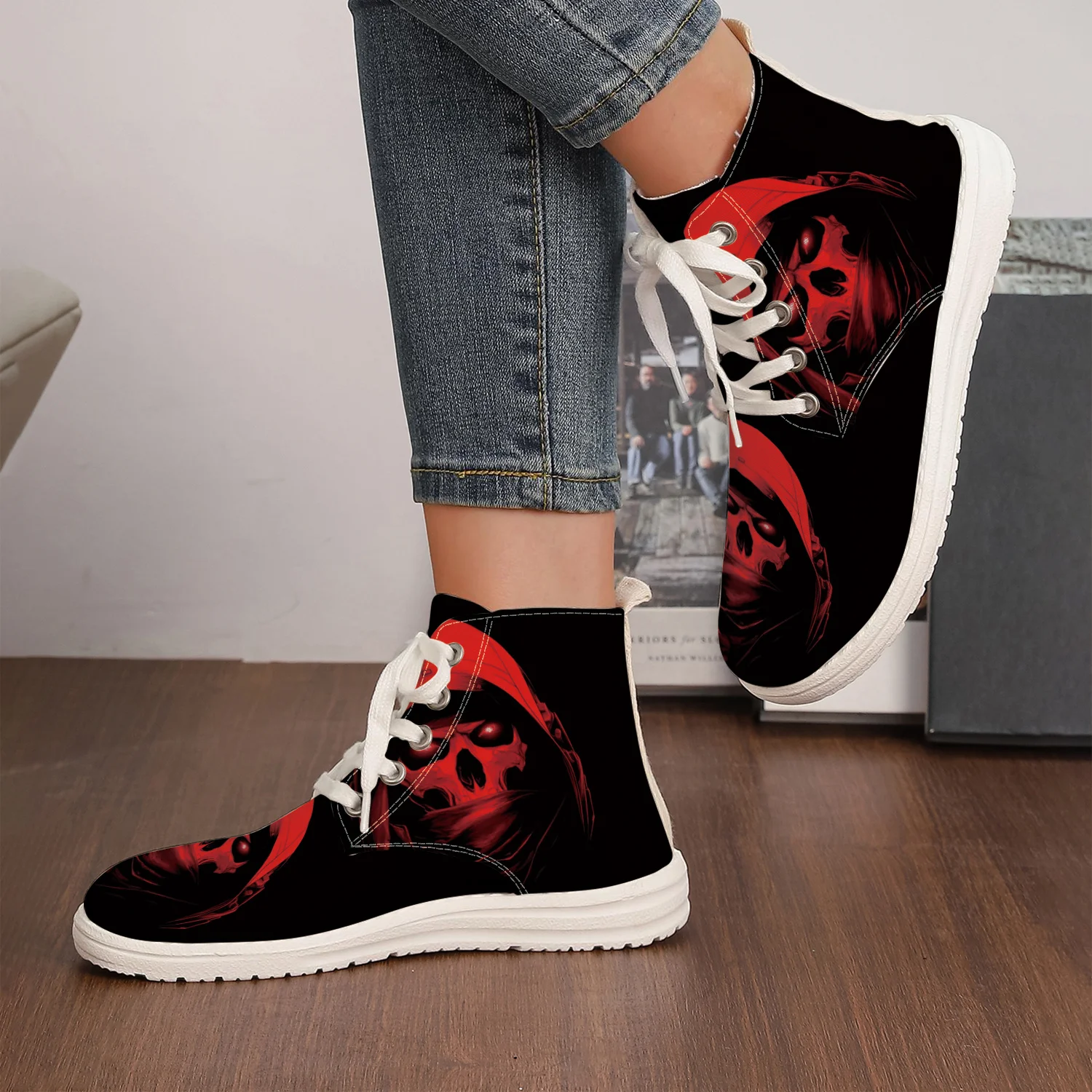 Men'S Gothic Hacker Skull Sneakers | Lightweight Breathable High-Top Casual Sho…
