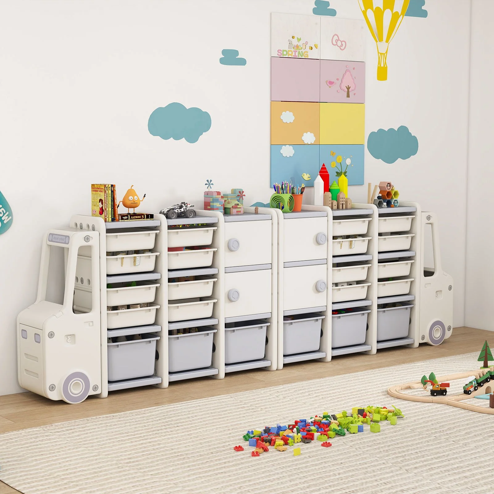 Kids Toy Storage Organizer | Truck-Shaped Children Storage Shelf with 11 Remova… - Image 4