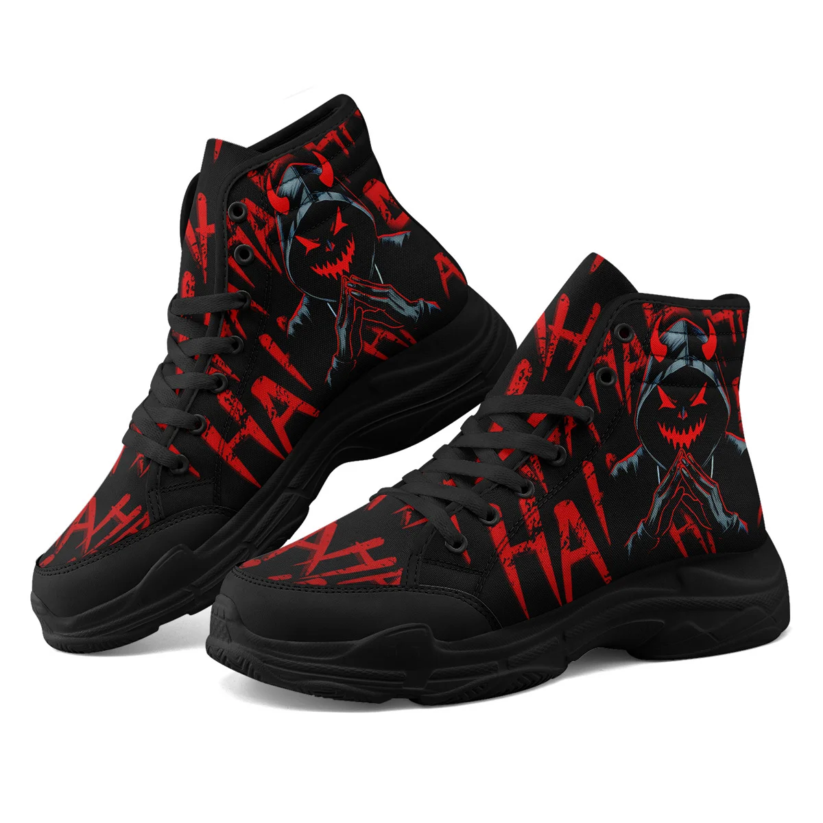 Men's PLUS SIZE Dark Graffiti Devil Design High Top Sneaker, Trendy Comfortable… - Image 8