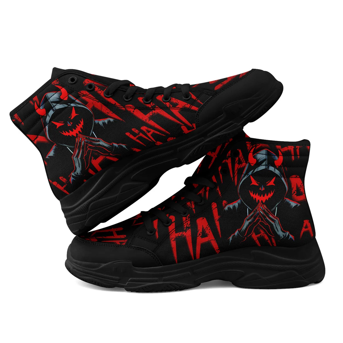 Men's PLUS SIZE Dark Graffiti Devil Design High Top Sneaker, Trendy Comfortable… - Image 13
