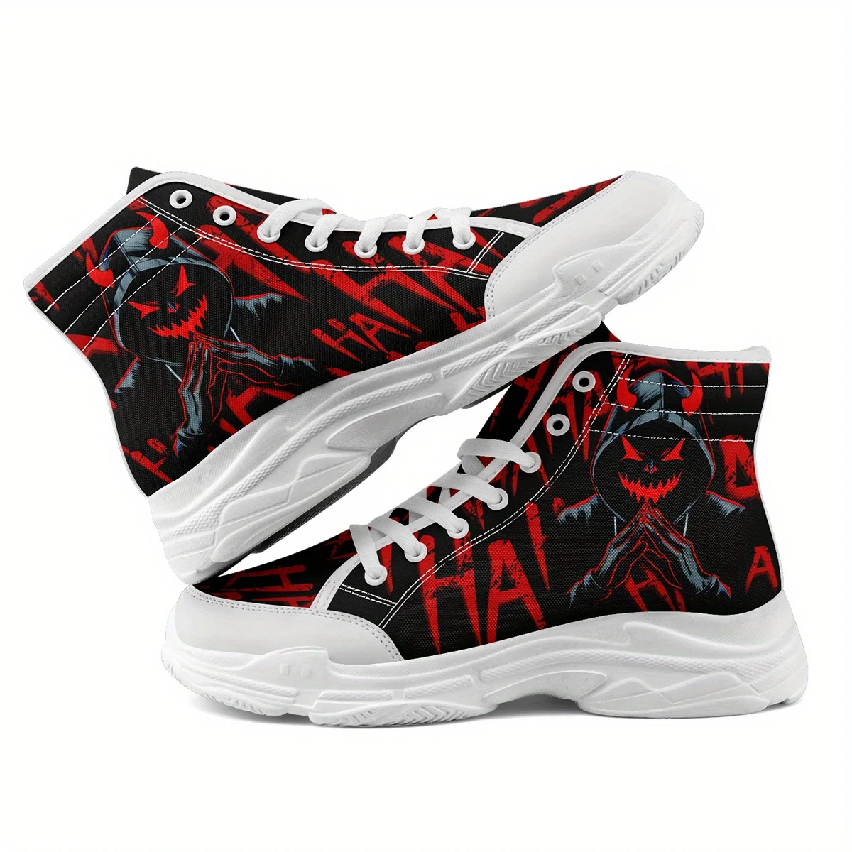Men's PLUS SIZE Dark Graffiti Devil Design High Top Sneaker, Trendy Comfortable… - Image 15