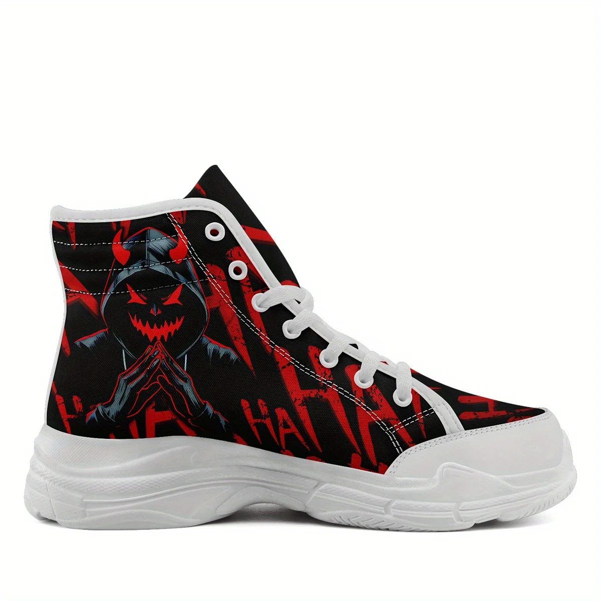 Men's PLUS SIZE Dark Graffiti Devil Design High Top Sneaker, Trendy Comfortable… - Image 16