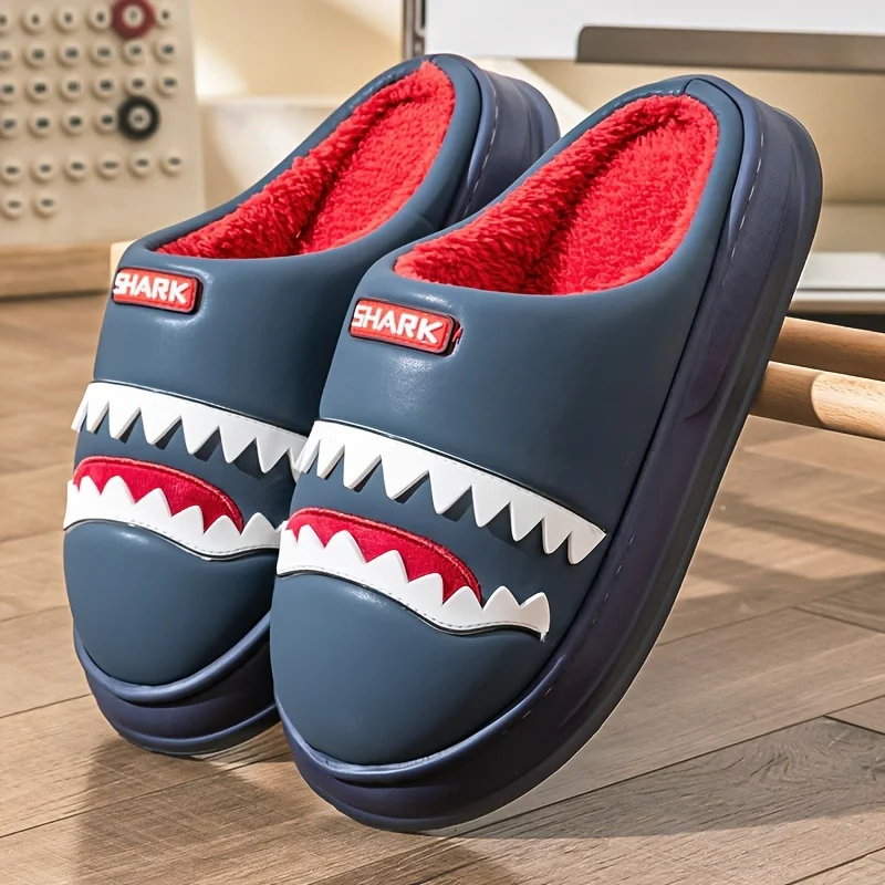 Men's & Unisex Plus Size - Winter Warm Memory Foam House Shoes with Shark Tooth…